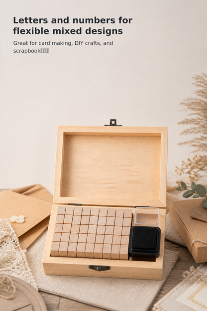 36-Piece Wooden Alphabet & Number Stamp Set